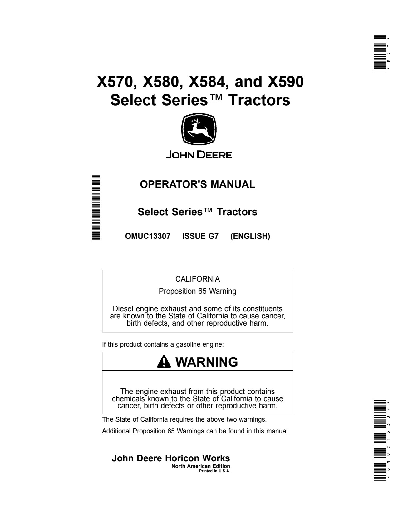 John Deere X570 X580 X584 X590 Tractor Operator Manual OMUC13307 1 John Deere X570 X580 X584 X590 Tractor Operator Manual OMUC13307