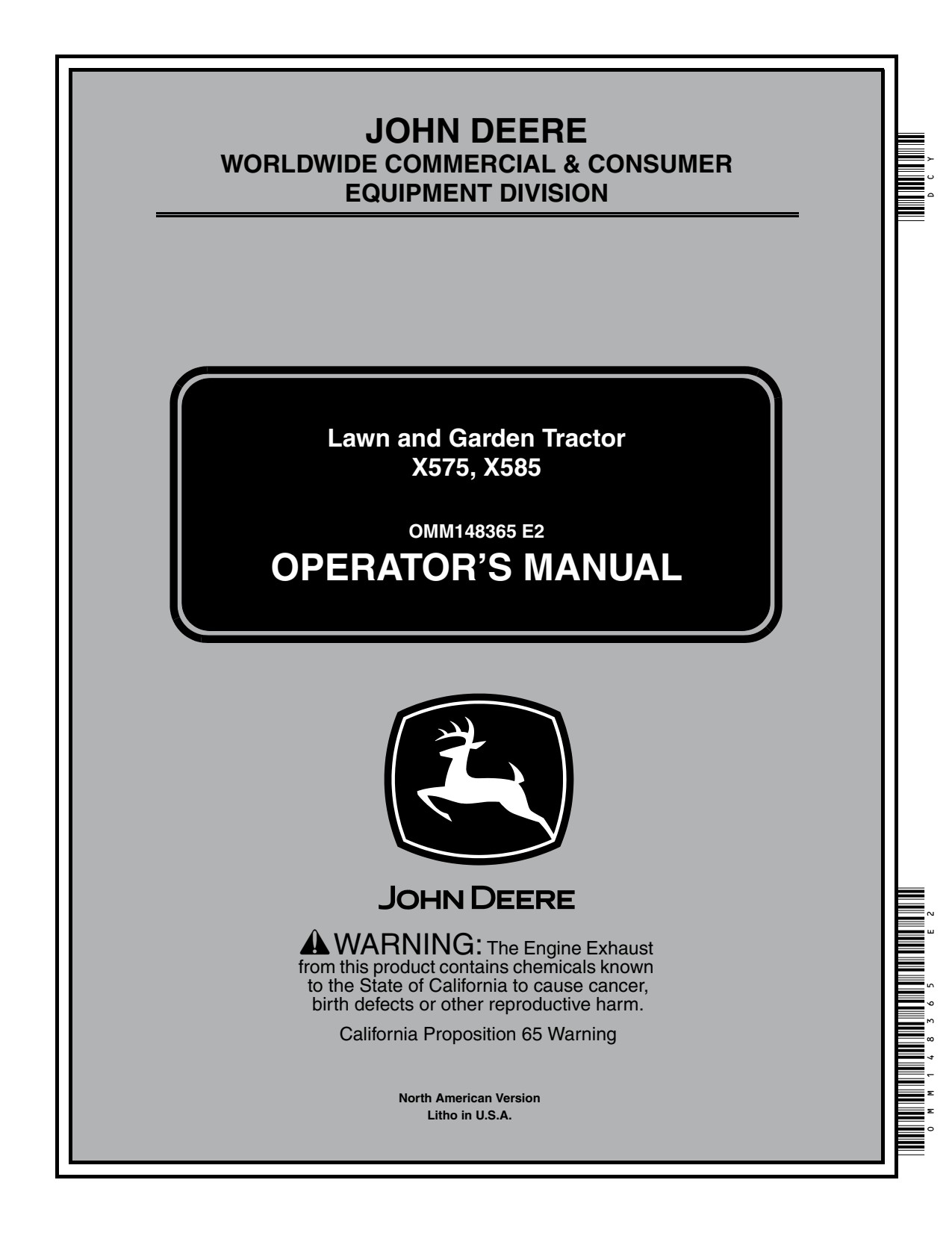 John Deere X575 X585 Garden Tractor Operator Manual OMM148365 1 John Deere X575 X585 Garden Tractor Operator Manual OMM148365