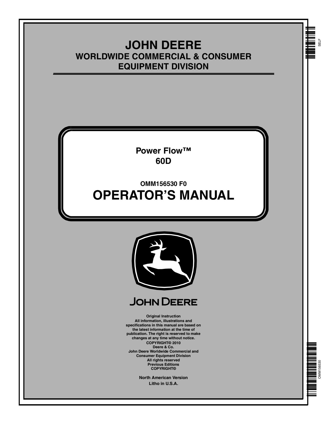 John Deere X700 X720 to X728 X740 60D X729 X748 X749 1023E 1026R Power Flow Operator Manual OMM156530 1 John Deere X700 X720 to X728 X740 60D X729 X748 X749 1023E 1026R Power Flow Operator Manual OMM156530