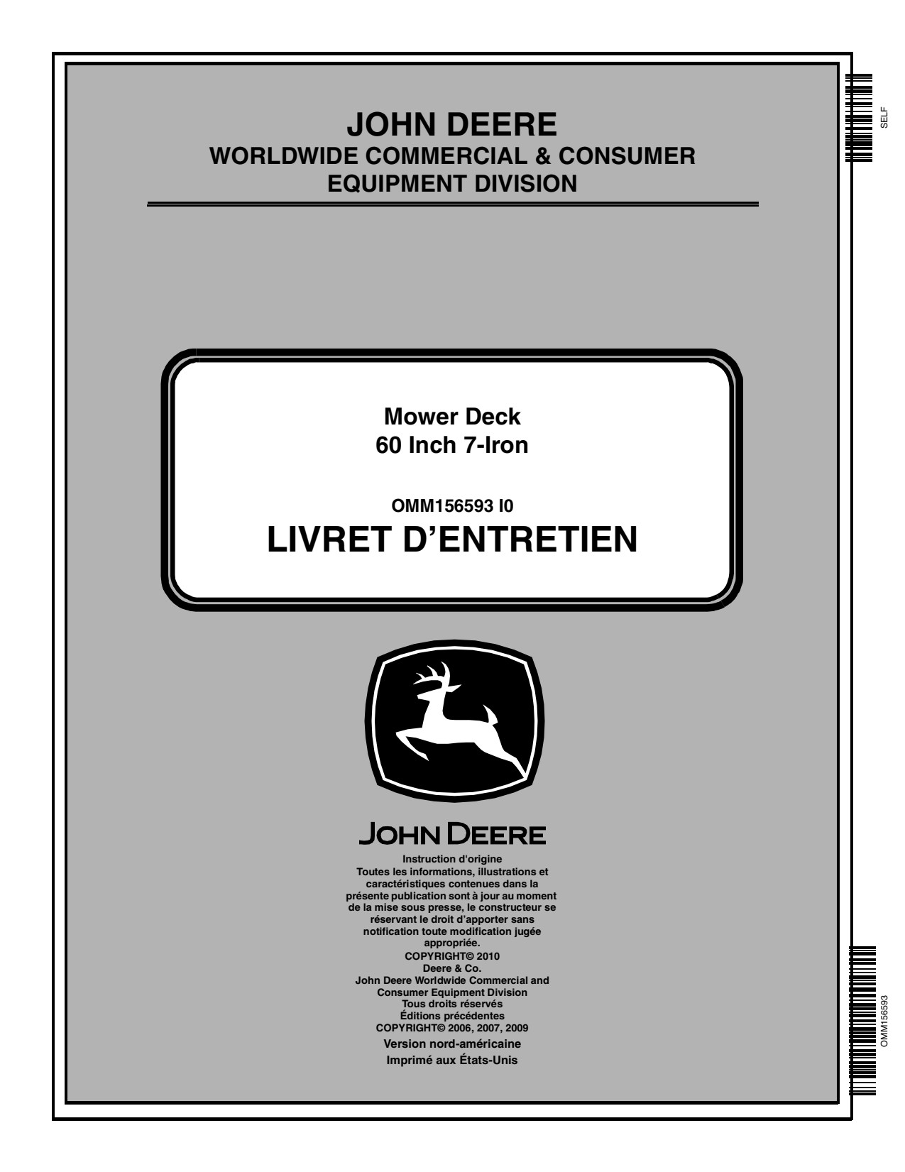 John Deere X700 X720 to X728 X740 60D X729 X748 X749 1023E 1026R Power Flow Operator Manual OMM156593 FR 1 John Deere X700 X720 to X728 X740 60D X729 X748 X749 1023E 1026R Power Flow Operator Manual OMM156593 FR