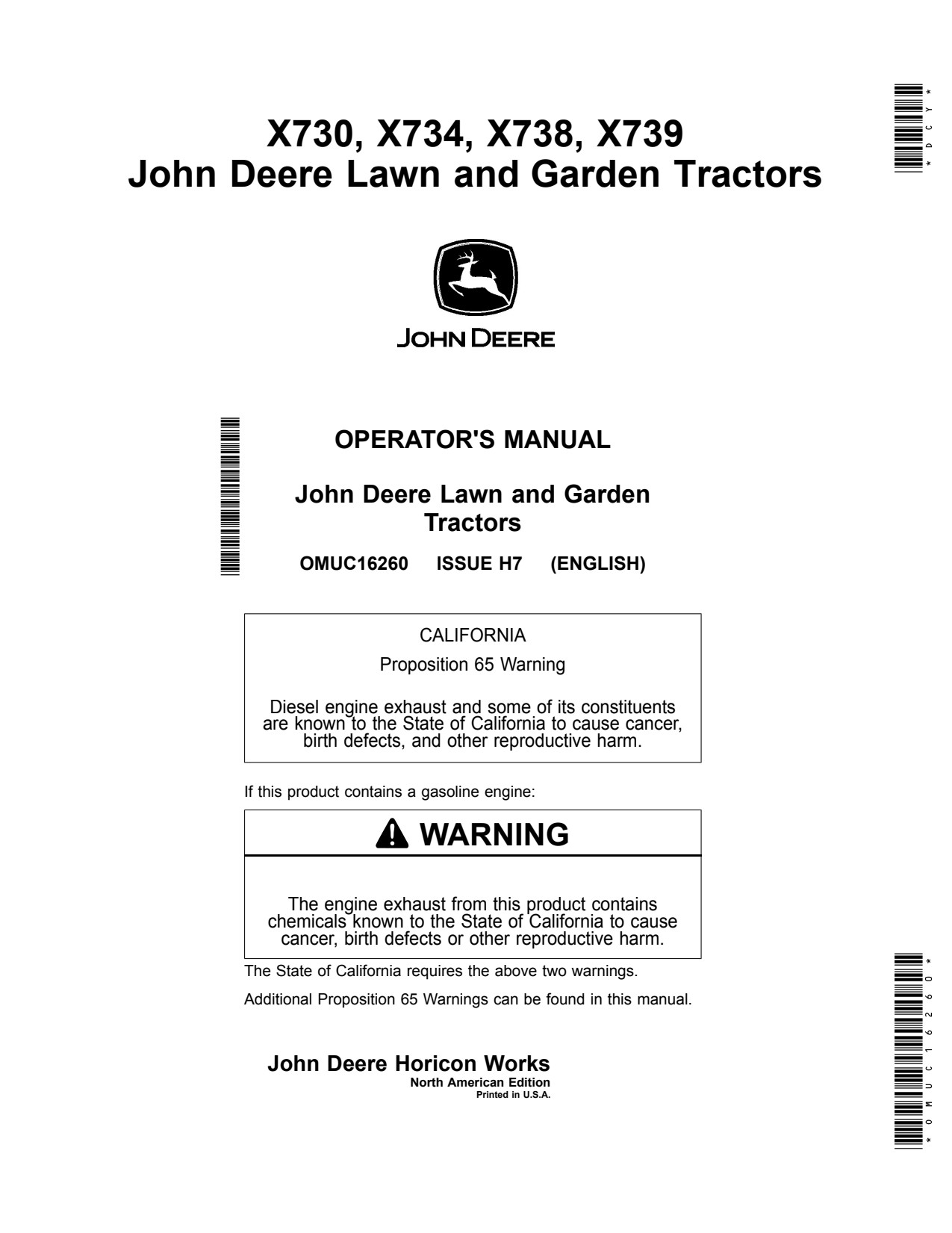 John Deere X730 to X738 X739 X710 Garden Tractor Operator Manual OMUC16260 1 John Deere X730 to X738 X739 X710 Garden Tractor Operator Manual OMUC16260