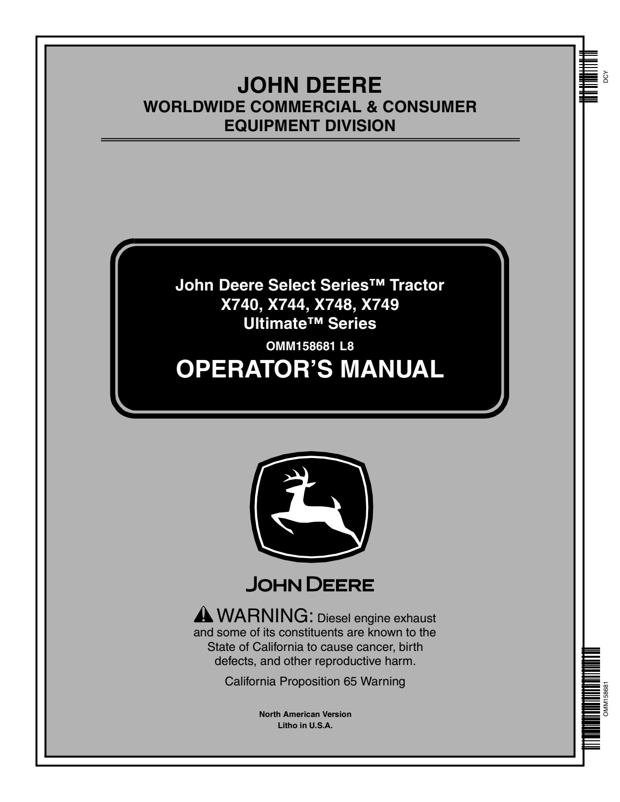 John Deere X740 to X748 X749 Material Collection System Operator Manual OMM158681 1 John Deere X740 to X748 X749 Material Collection System Operator Manual OMM158681