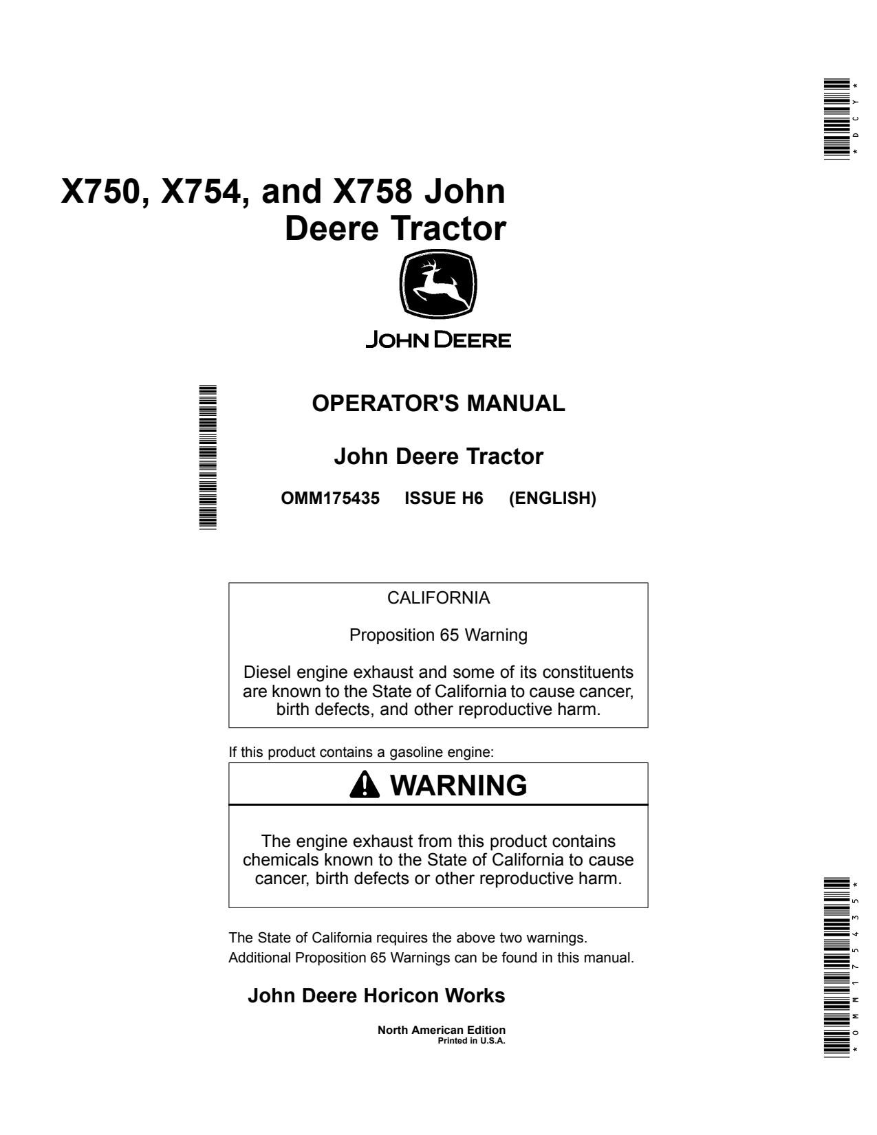 John Deere X750 to X758 Garden Tractor Operator Manual OMM175435 1 John Deere X750 to X758 Garden Tractor Operator Manual OMM175435