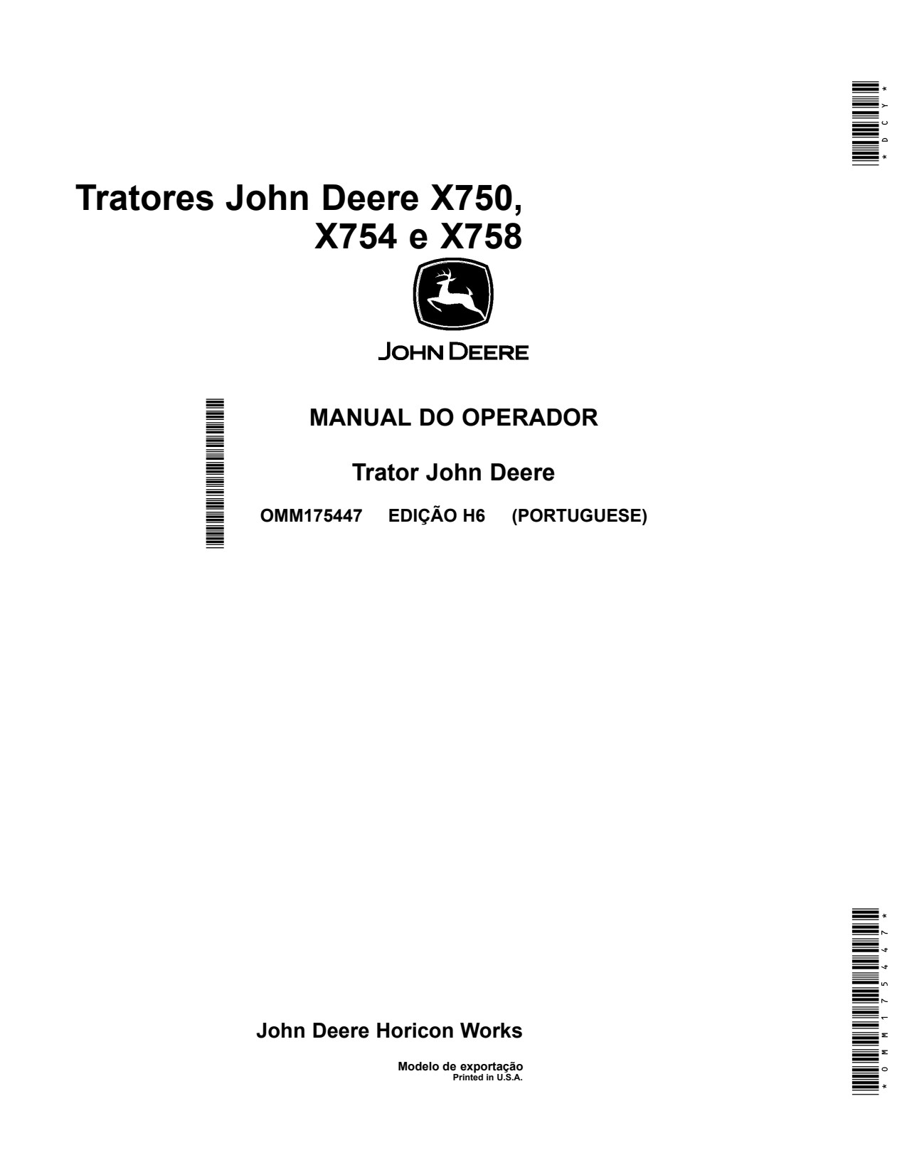 John Deere X750 to X758 Garden Tractor Operator Manual OMM175447 PT 1 John Deere X750 to X758 Garden Tractor Operator Manual OMM175447 PT