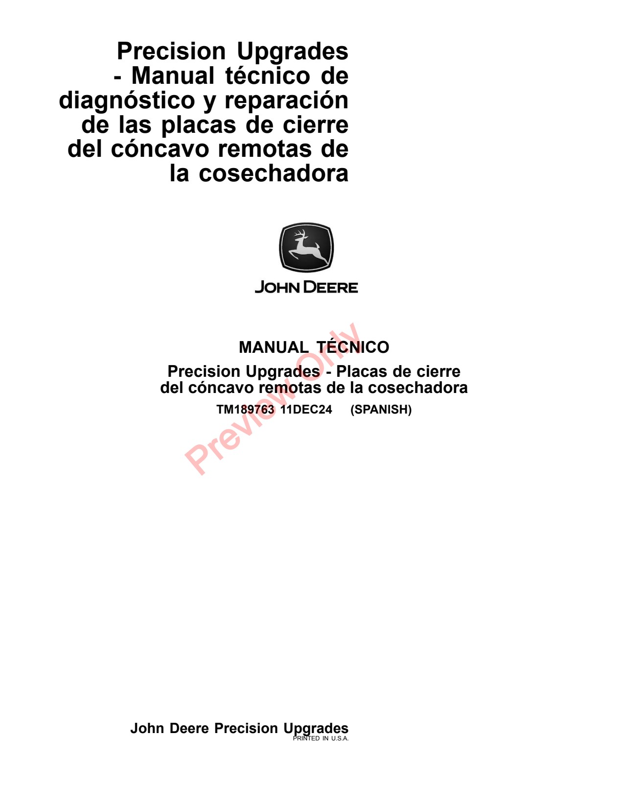 John Deere X9 1000 1100 Combine Technical Manual TM189763 ES 1 John Deere X9 1000 1100 Combine Technical Manual TM189763 ES