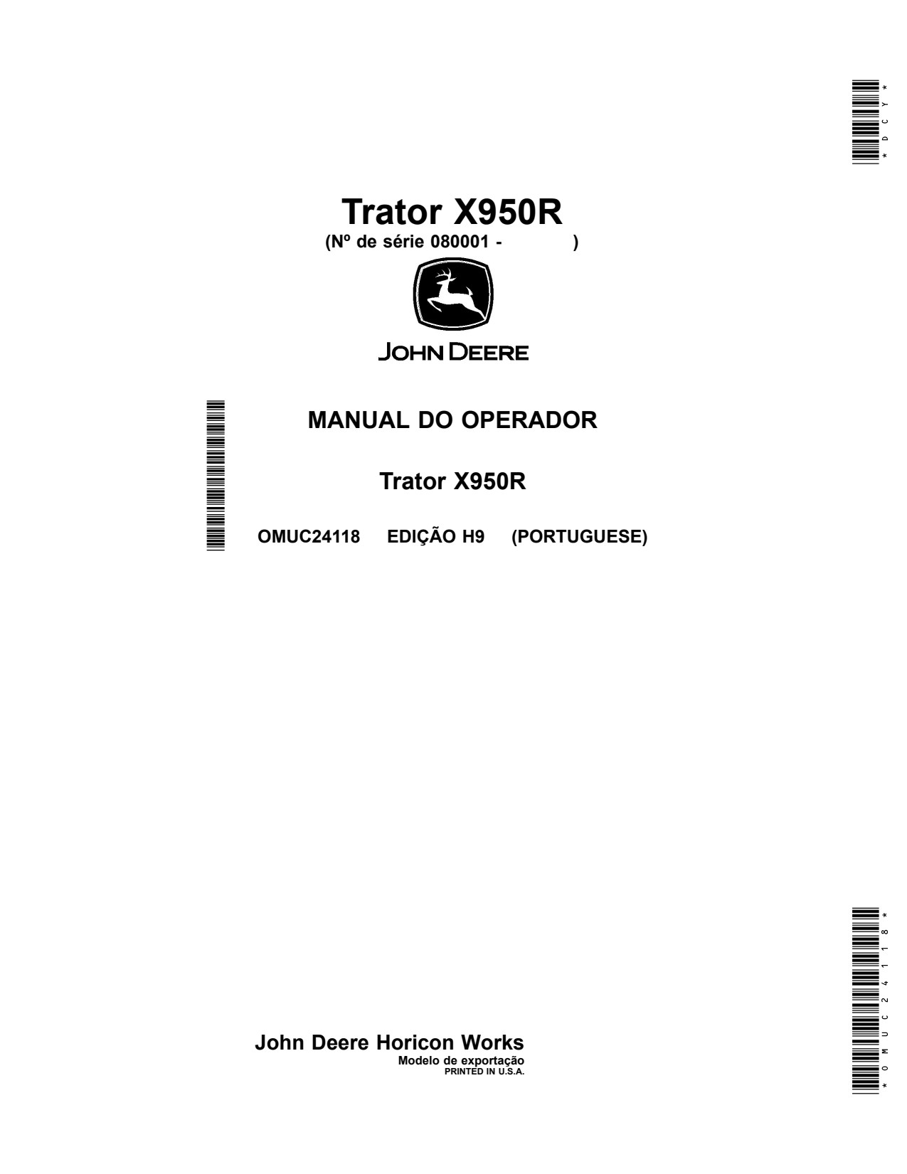 John Deere X950R Garden Tractor Operator Manual OMUC24118 PT 1 John Deere X950R Garden Tractor Operator Manual OMUC24118 PT
