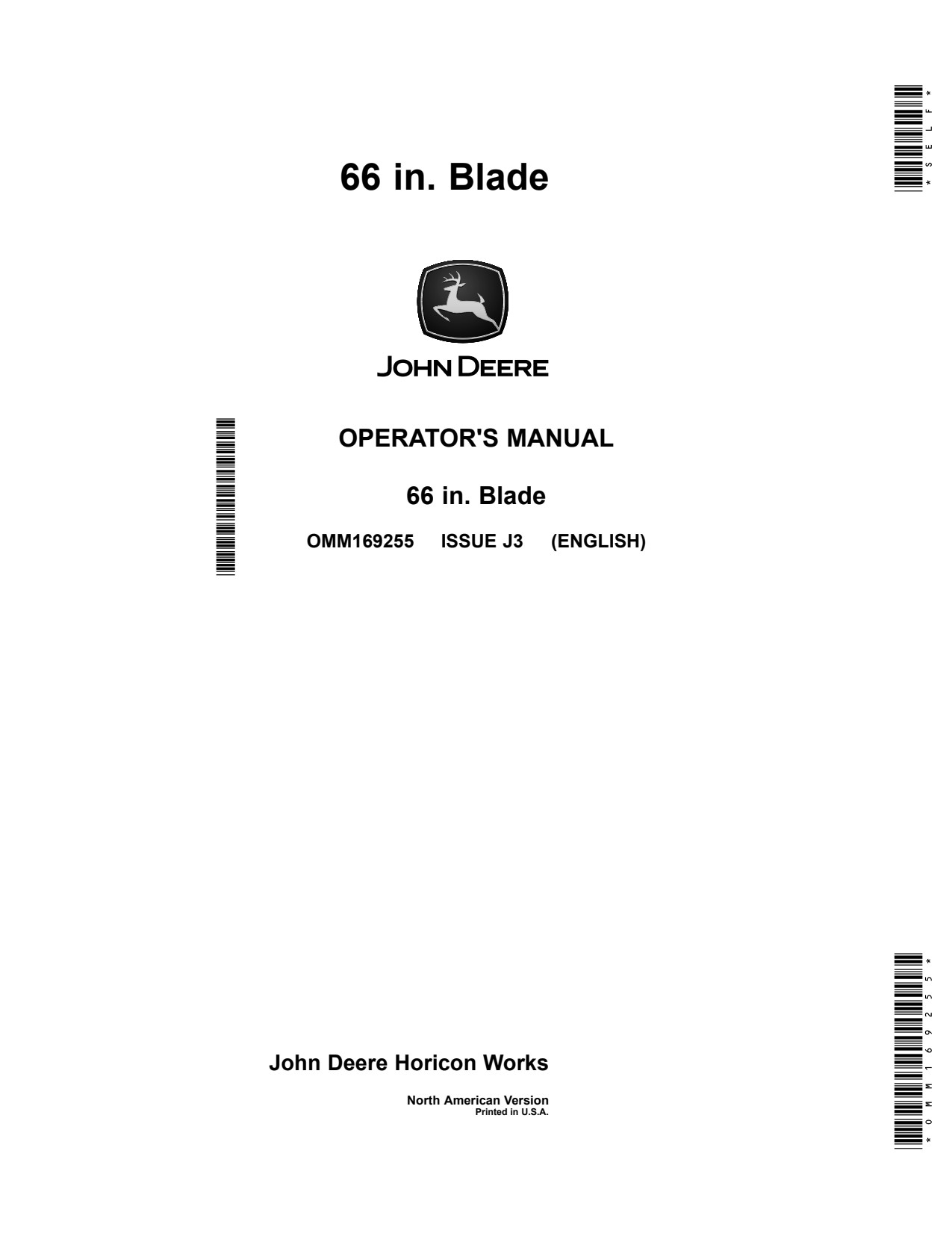 John Deere XUV550 Gator S4 Gator 66 Blade Operator Manual OMM169255 1 John Deere XUV550 Gator S4 Gator 66 Blade Operator Manual OMM169255