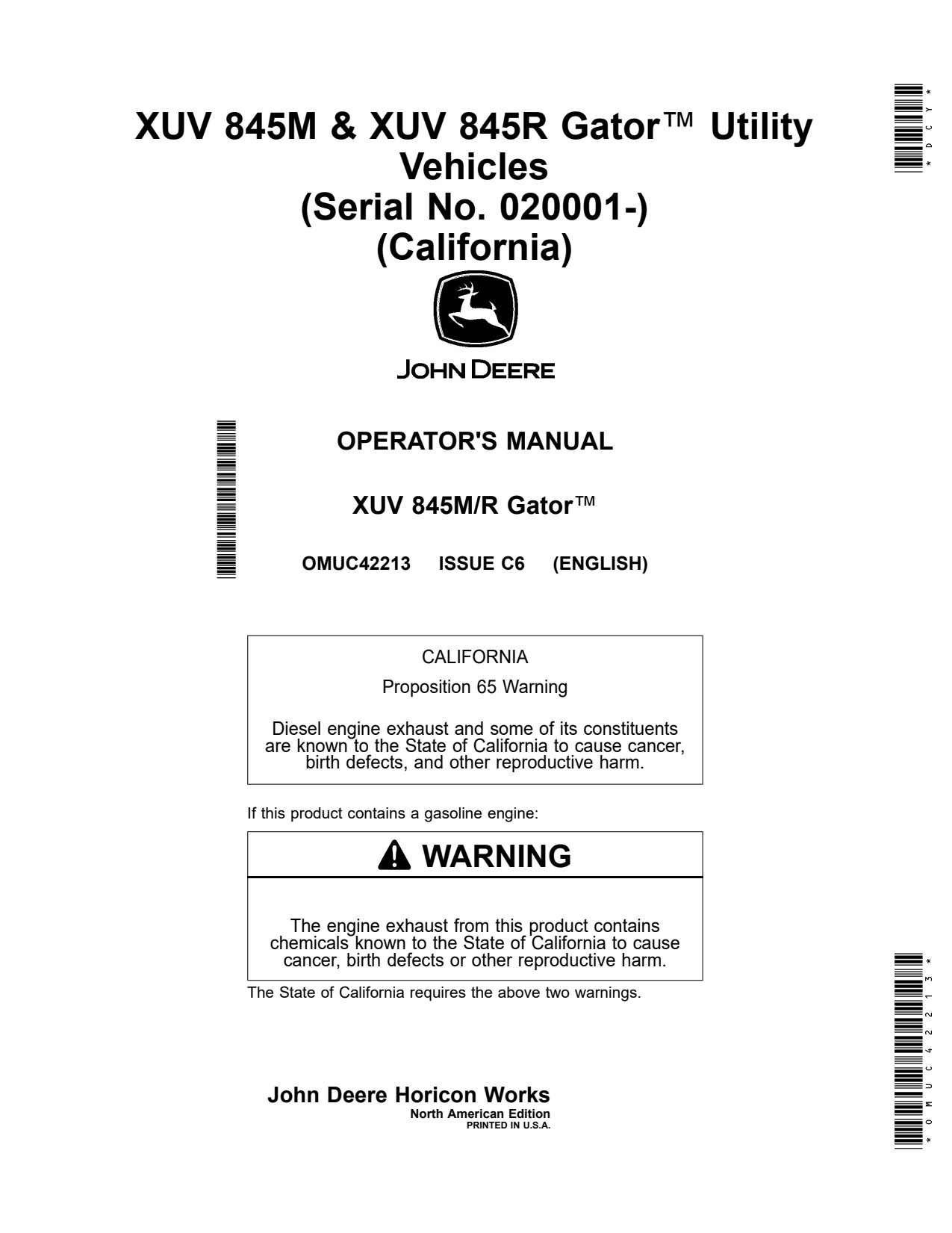 John Deere XUV845M XUV845R 845M 845R Utility Vehicle Gator Operator Manual OMUC42213 1 John Deere XUV845M XUV845R 845M 845R Utility Vehicle Gator Operator Manual OMUC42213