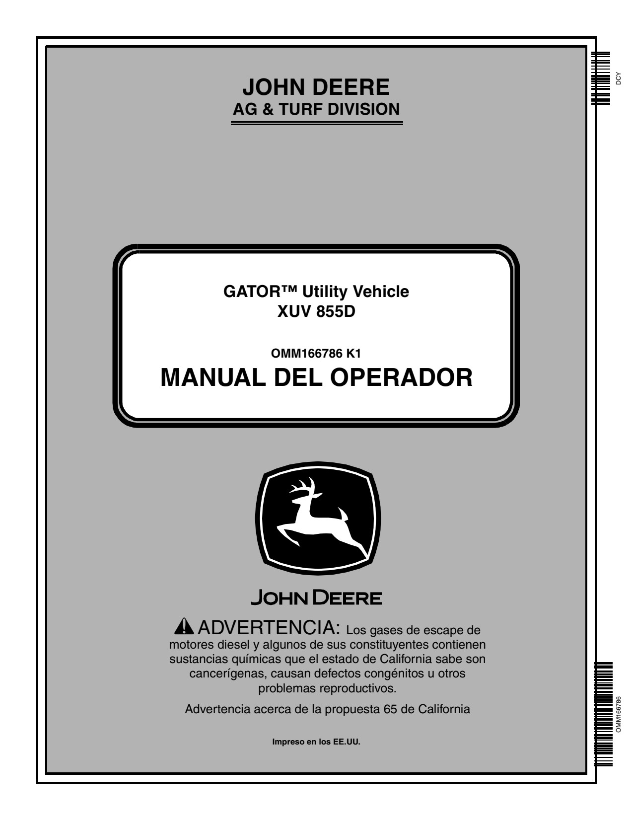 John Deere XUV855D Gator 855D XUV Utility Vehicle Gator Operator Manual OMM166786 ES 1 John Deere XUV855D Gator 855D XUV Utility Vehicle Gator Operator Manual OMM166786 ES
