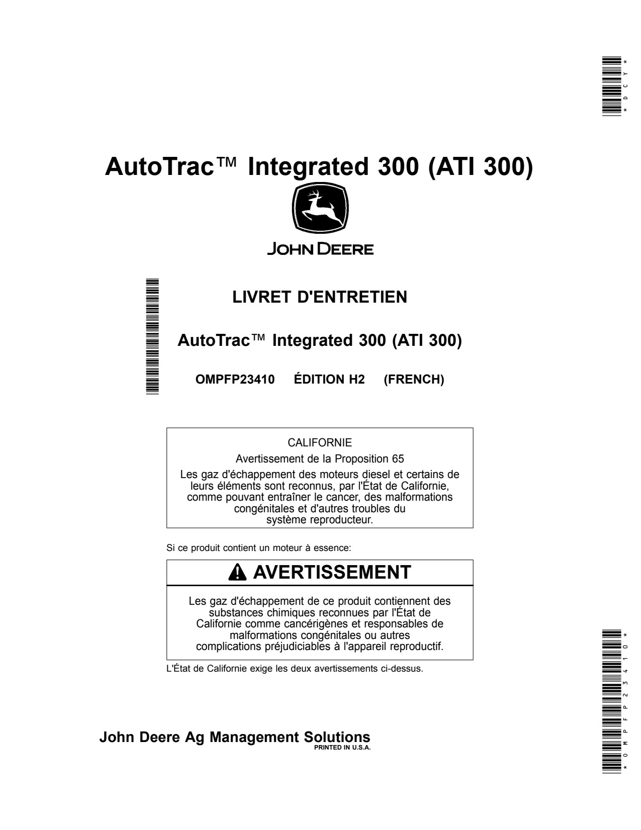 John Deere XUV865R XUV835R 300 Precision Ag Electronics Operator Manual OMPFP23410 FR 1 John Deere XUV865R XUV835R 300 Precision Ag Electronics Operator Manual OMPFP23410 FR