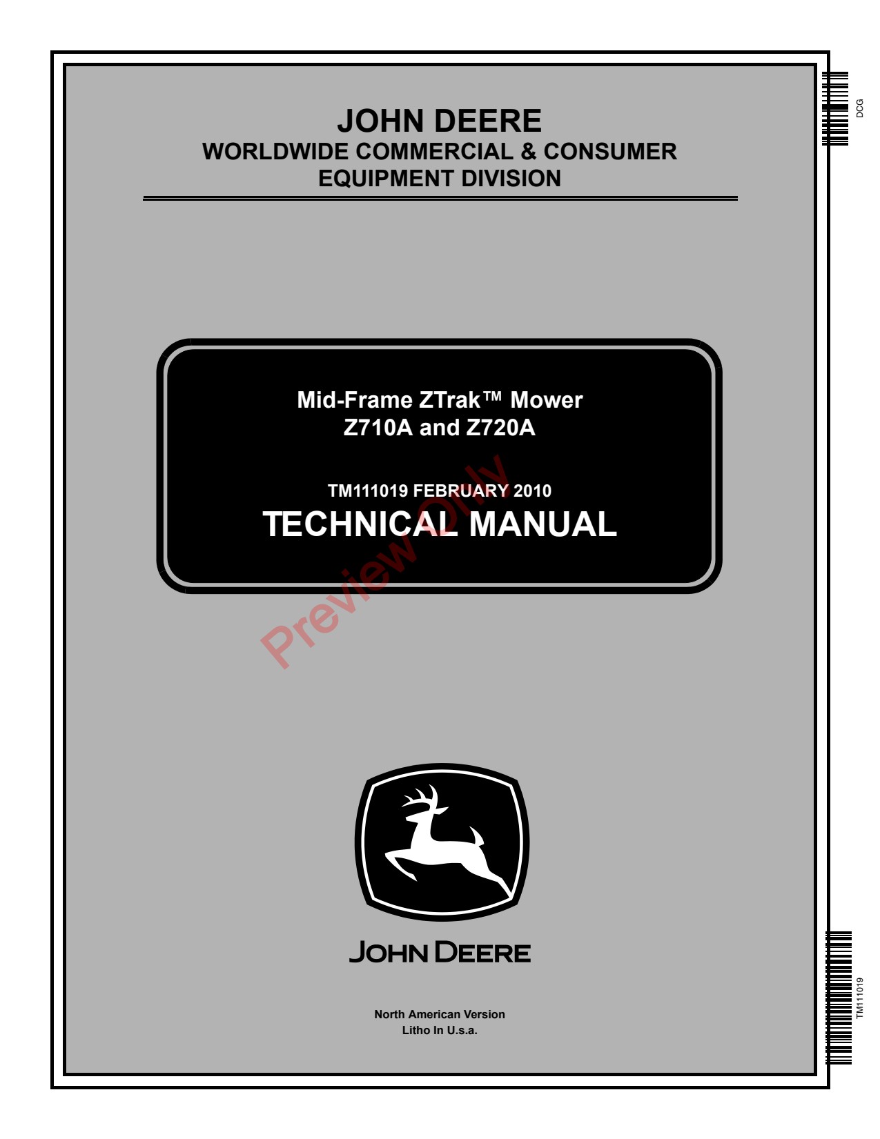John Deere Z710A Z720A Zero-Turn Mower Technical Manual TM111019