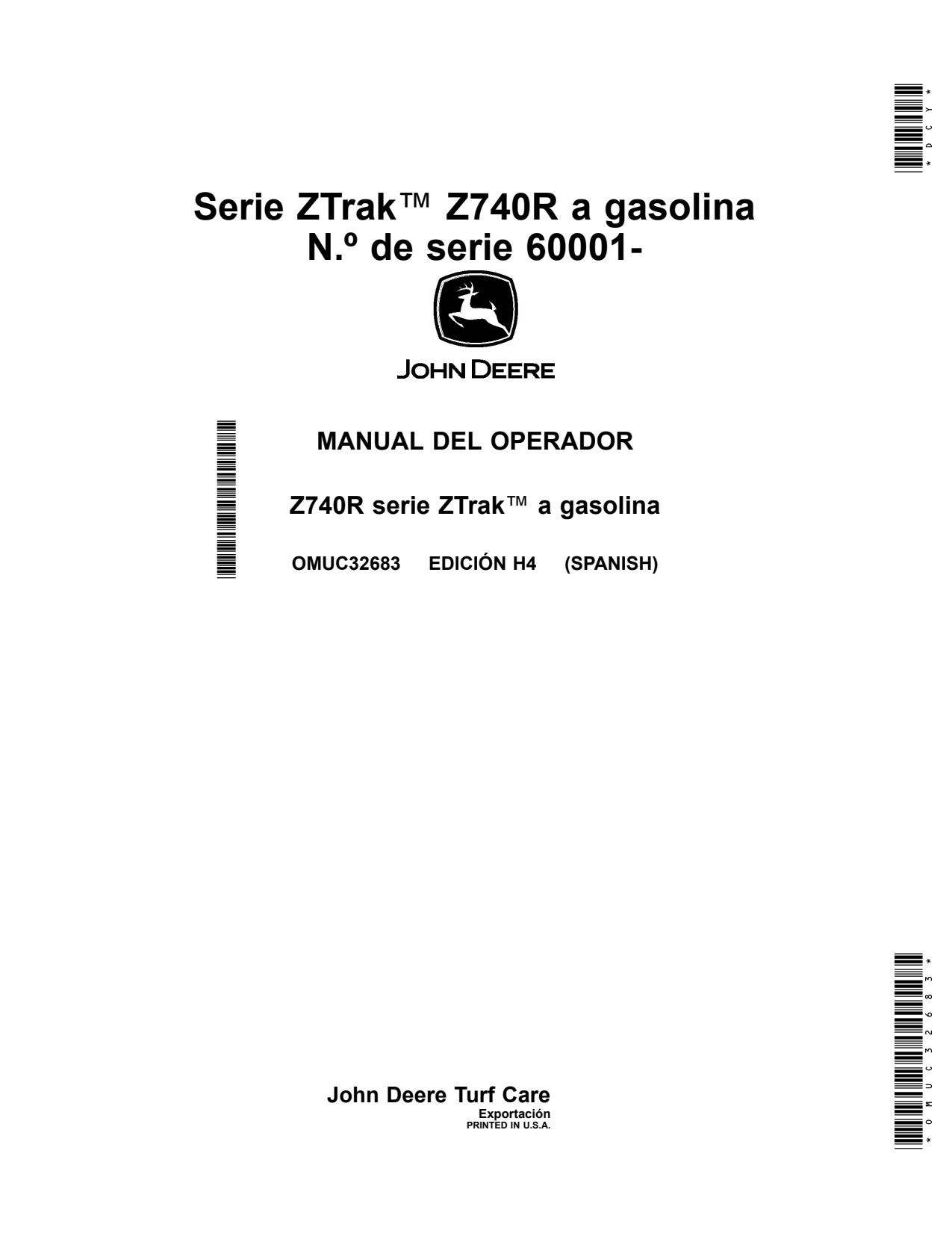 John Deere Z740R 60001 Zero-Turn Mower Operator Manual OMUC32683 ES 1 John Deere Z740R 60001 Zero-Turn Mower Operator Manual OMUC32683 ES