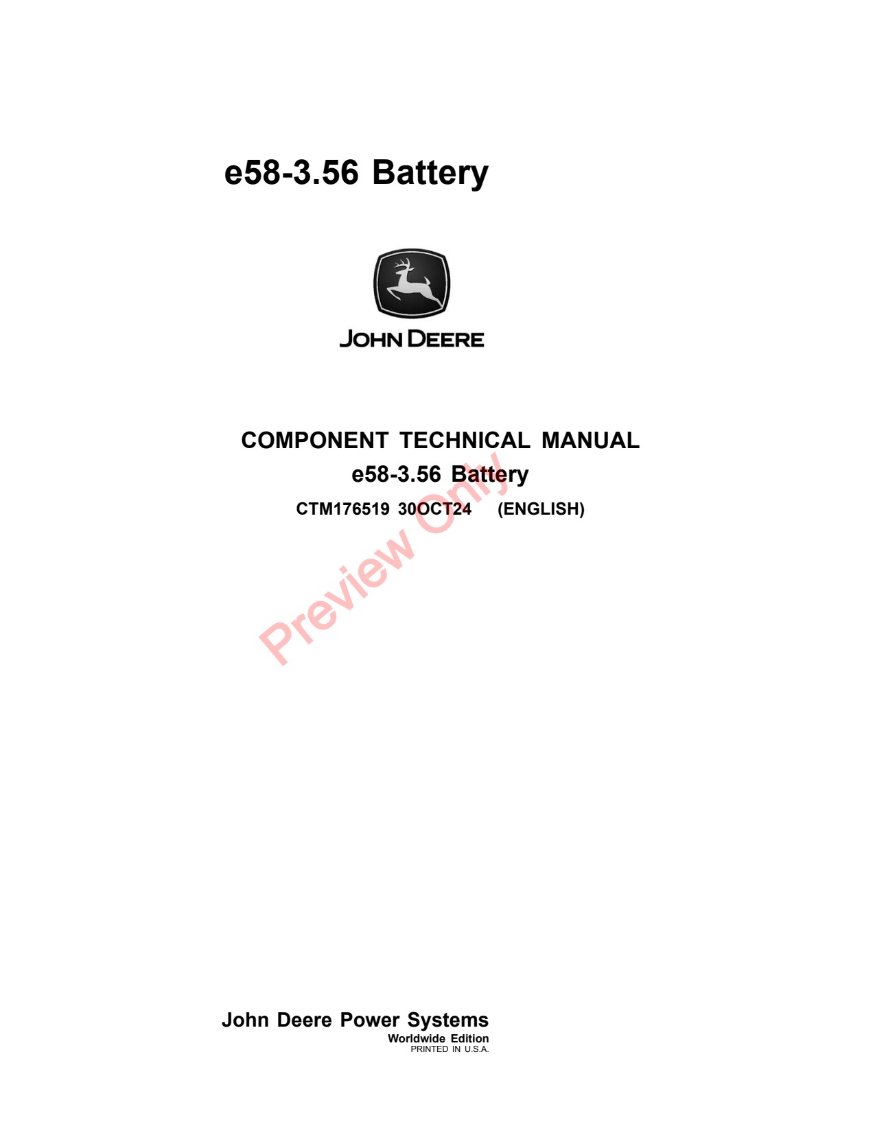 John Deere e58-3.56 JDE3.5 -3 56 Battery Component Technical Manual CTM176519 1 John Deere e58-3.56 JDE3.5 -3 56 Battery Component Technical Manual CTM176519
